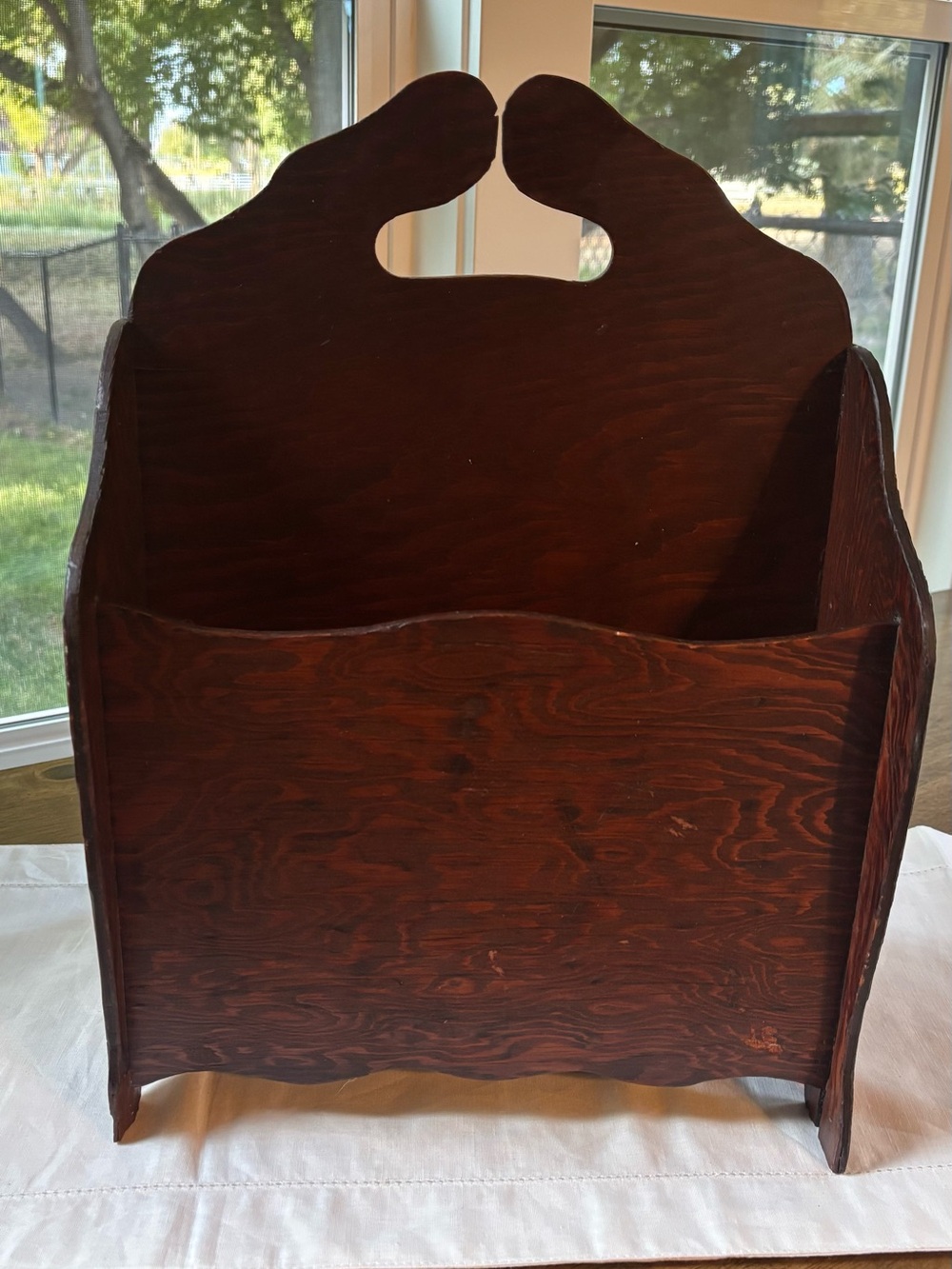 Vintage Wood Magazine Rack Canterbury Dual Section Vinyl Record Holder Scalloped
